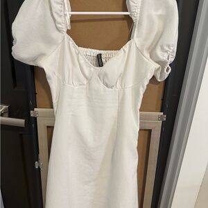 Cider White Puff Sleeve Mini Dress